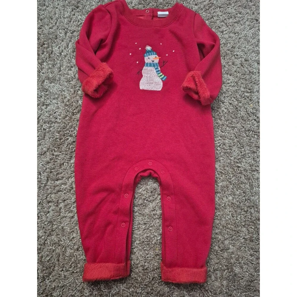 Baby gap snowman  one piece fleece lined size 6-12M